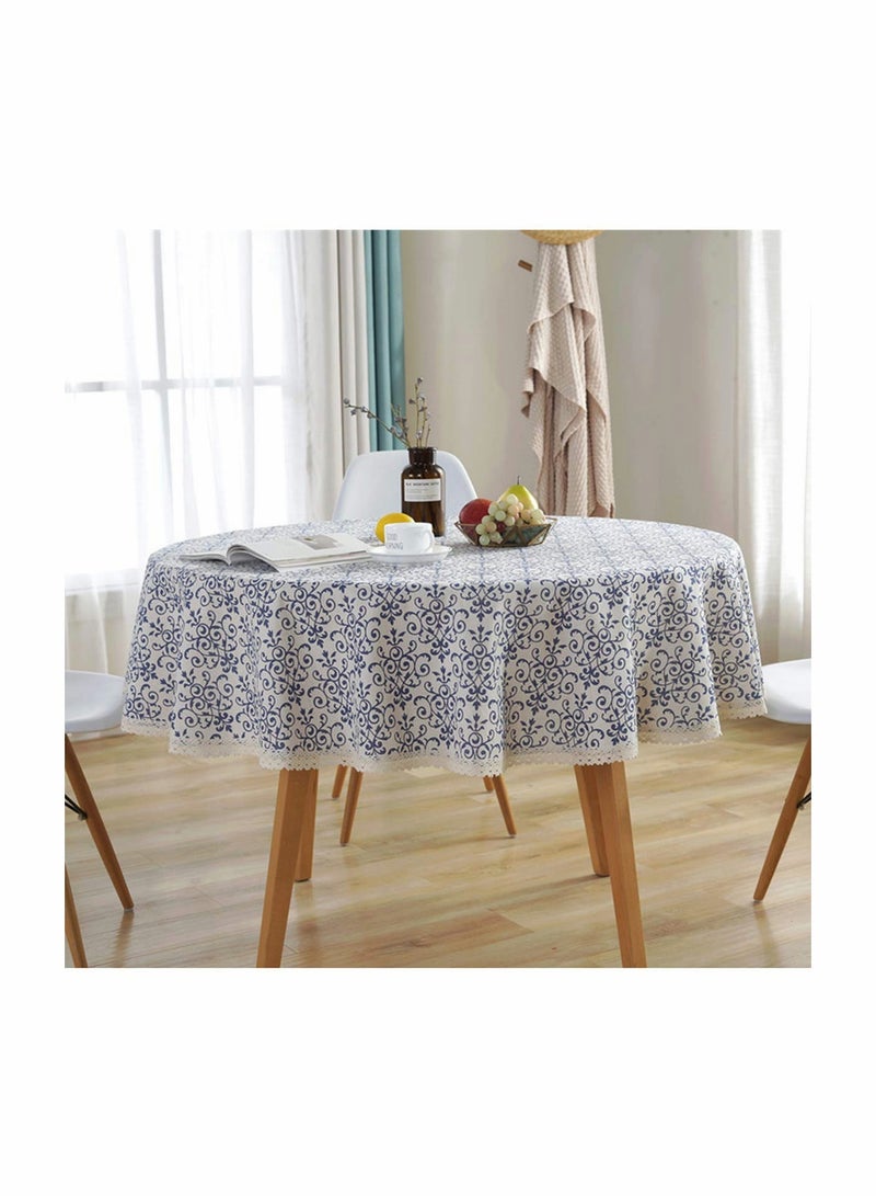SOLARAE مفرش طاولة مزخرف من الدانتيل المكرميه العتيق من قطن الكتان الثقيل، غطاء طاولة مزخرف للمطبخ والموائد الريفية - Image 4