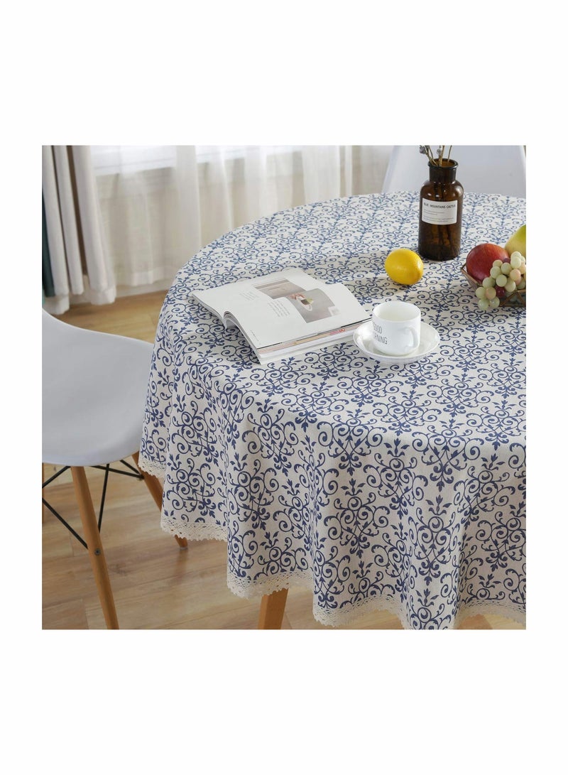 SOLARAE مفرش طاولة مزخرف من الدانتيل المكرميه العتيق من قطن الكتان الثقيل، غطاء طاولة مزخرف للمطبخ والموائد الريفية - Image 2