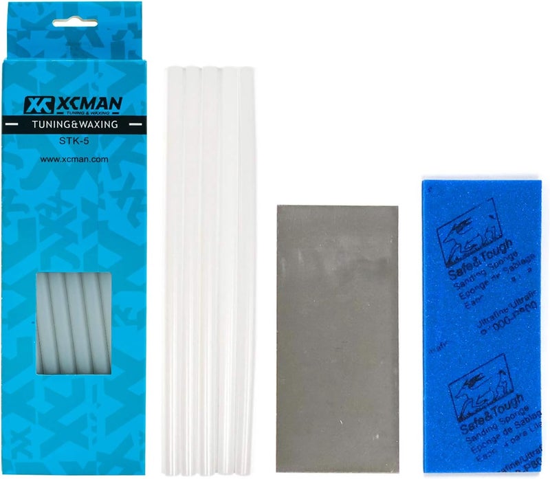 XCMAN Alpine Freeride Snowboard Ski Base Ptex Base Repair Kit:5 ptex,Metal Scraper,Sanding Sponge - Image 1
