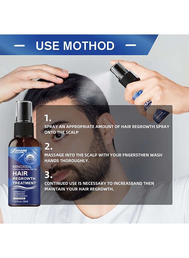 LUNOON Minoxidil Hair Regrowth Treatment - Growth Spray For Men and Women , 5% Minoxidil Hair Serum For Stronger Thicker Longer Hair Help to Stop Thinning and Loss Hair 30ml - Image 5