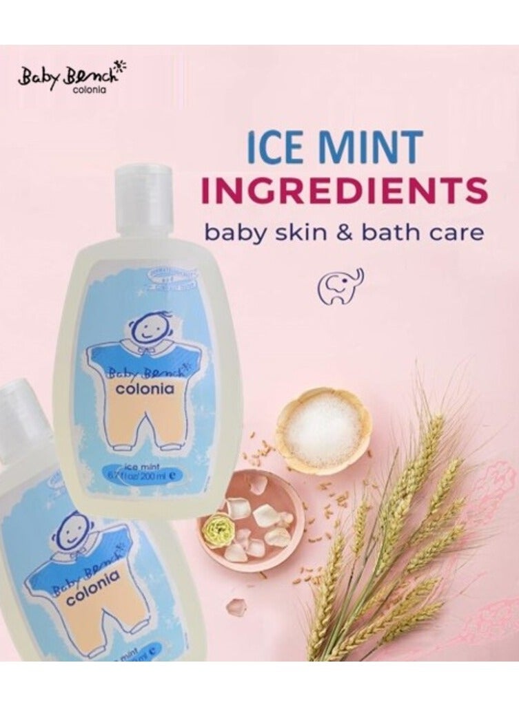 بيبي بينش كولونيا بيبي بنش "آيس منت" | عطر للأطفال - لطيف وآمن، برائحة خفيفة | متعدد الاستخدامات برائحة ناعمة | آمن لأيدي الأمهات وبشرة الأطفال - 200 مل (عبوة من 3 قطع). - Image 4