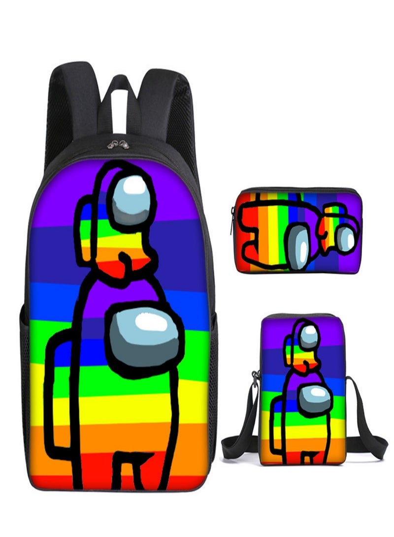 AMONG US Children Backpack Schoolbag Teen Student School Book bag with Lunch Box Pen Case 3 in 1 for Kids