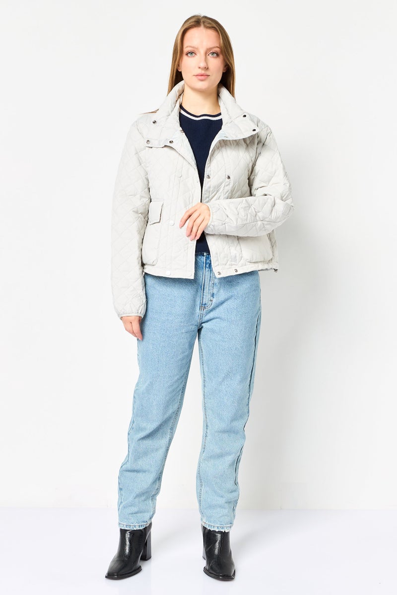 Andrew Marc Women Quilted Puffer Jacket, Grey - Image 3