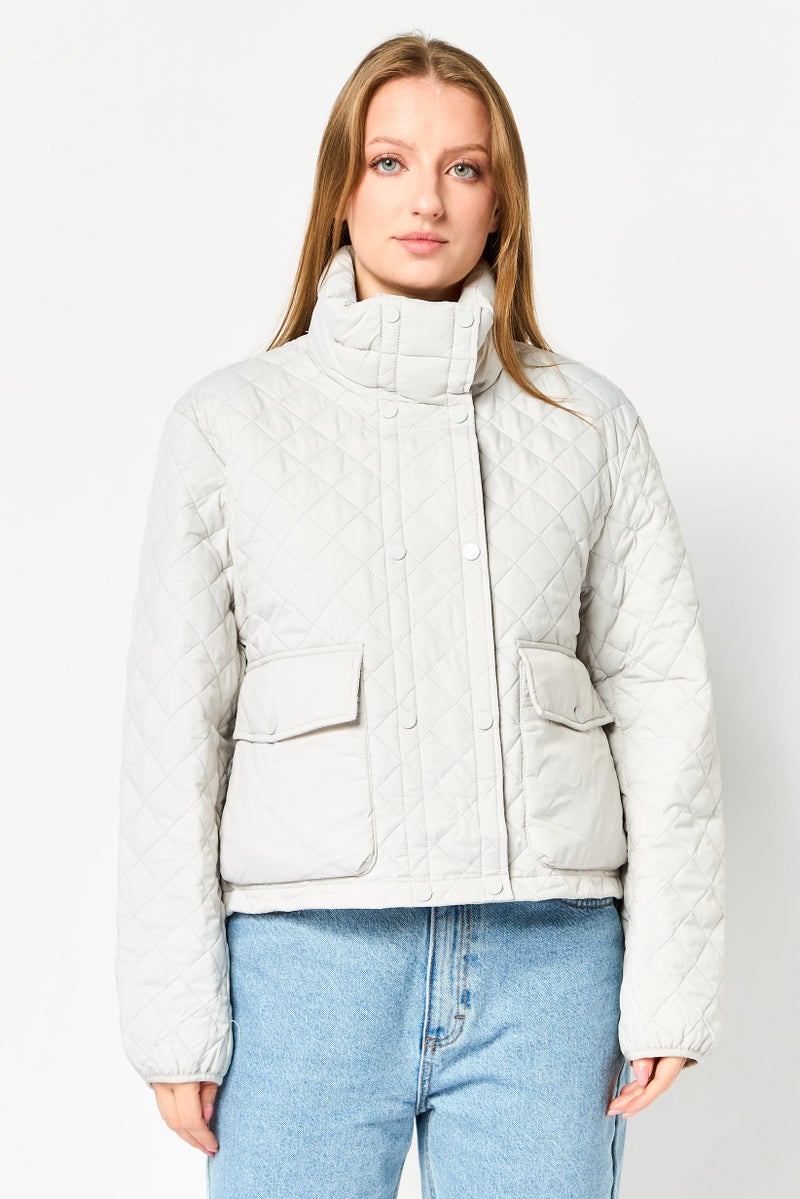 Andrew Marc Women Quilted Puffer Jacket, Grey - Image 1