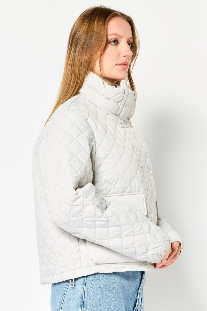 Andrew Marc Women Quilted Puffer Jacket, Grey - Image 4