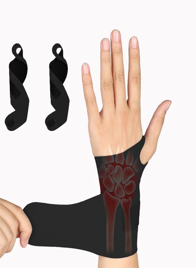 FVVWVV 2 Pcs TFCC Wrist Brace for Tendonitis, Adjustable Ultra-thin Wrist Compression Strap for Fitness, Sprains, Sports, Weightlifting, Carpal Tunnel, Pain Relief，Fits 5"-7.5"(Black) - Image 1