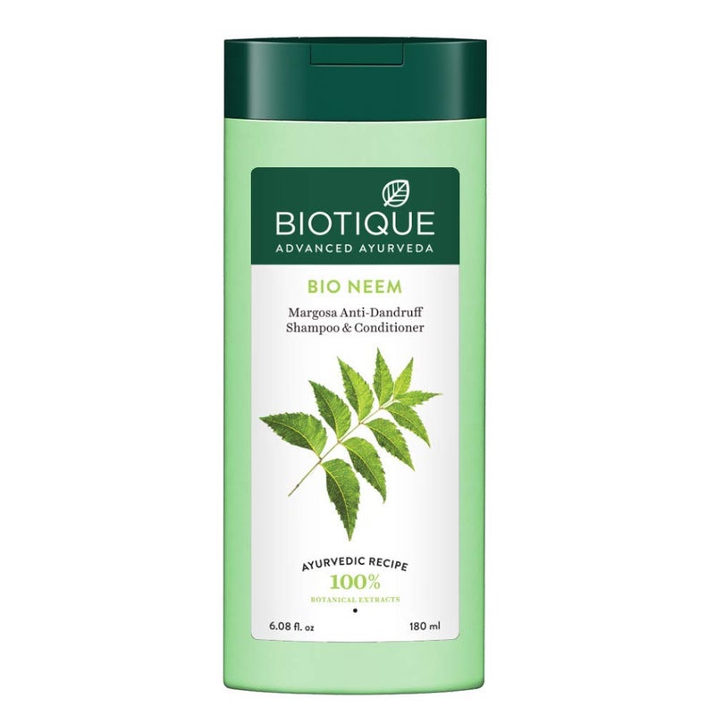 Biotique Fresh Neem Anti Dandruff Shampoo and Conditioner Controls Dandruff Eliminates Dryness Flaking and Itching Hair Looks Fresh and Lustrous Suitable for All Skin Types 180ml - Image 1