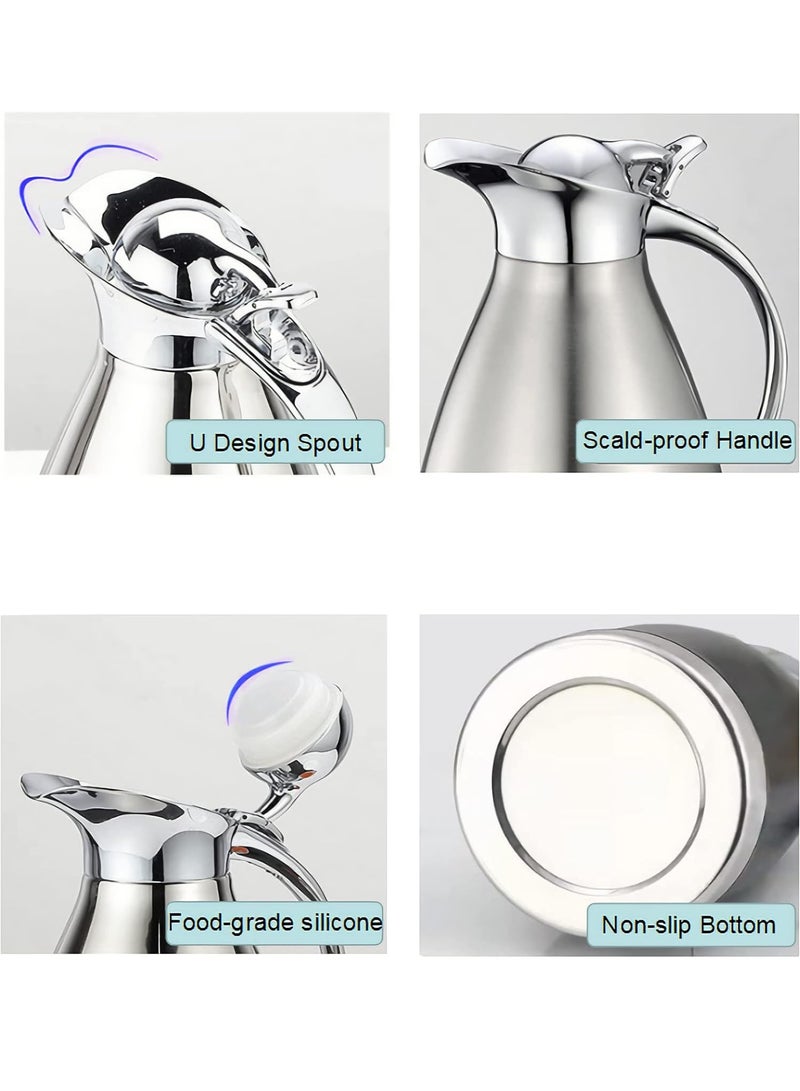 Monda Thermal Pot 2.0L Stainless Steel Double Walled Vacuum Thermal Coffee Carafe, 24-hour Heat Cold Retention Water Pot, Home Restaurants, and Hotels large capacity - Image 3