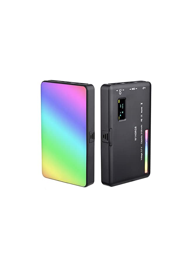 PROMASS LED Video Light, W140 RGB Rechargeable Photography Fill Light 2500K-9000K Dimmable 20 Lighting Effects with LCD Display Cold Shoe Adapter for Vlog Live Streaming Video Conference - Image 2