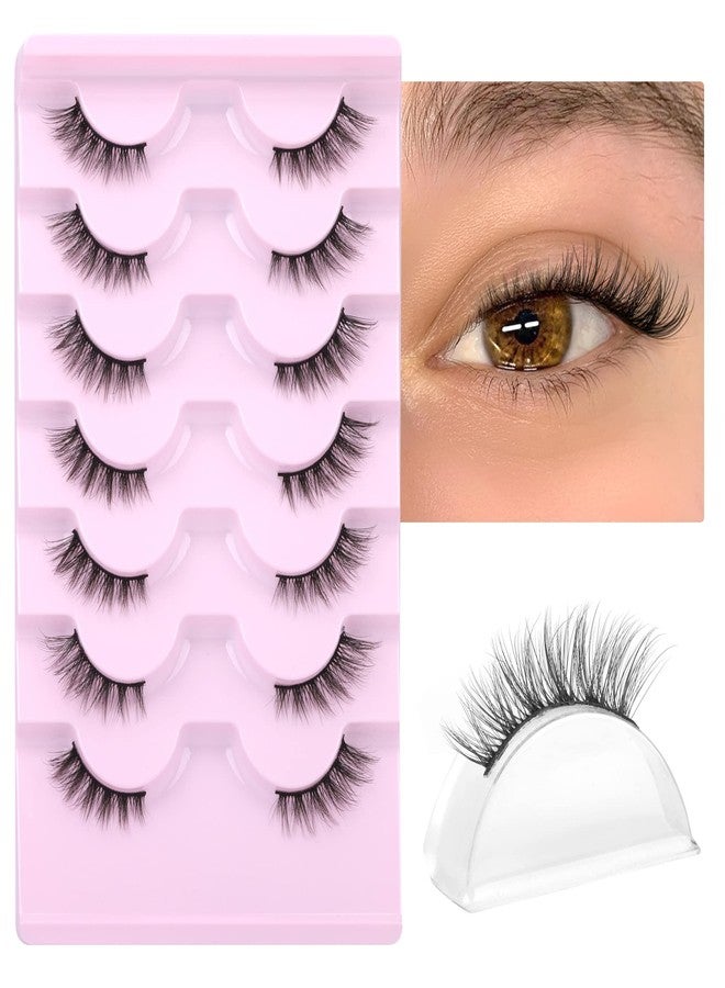 ALICE Half Lashes 3/4 False Eyelashes Natural Looking Faux Mink Lashes Cat Eye Wispy Lashes Pack Corner Accent Eye Makeup DIY Clusters Lashes 7 Pairs - Image 2
