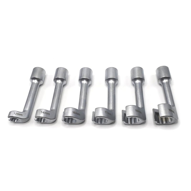 JEUCLEL مجموعة مفاتيح حقن 6 قطع 1/2" در. جيكلل، مفتاح حقن وقود ديزل على شكل L، نوع مفتاح الحقن المفتوح، أداة تفكيك خط الوقود 12 14 16 17 18 19 مم - Image 3