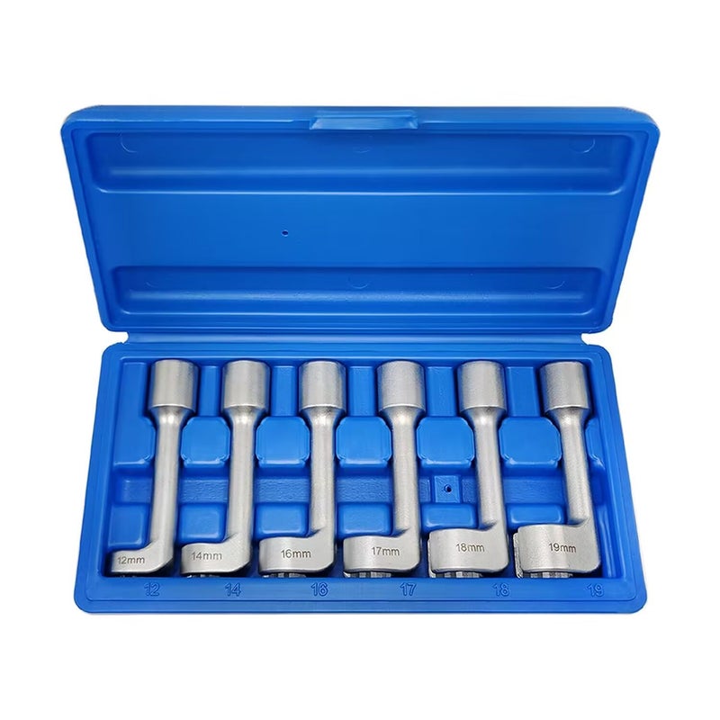 JEUCLEL مجموعة مفاتيح حقن 6 قطع 1/2" در. جيكلل، مفتاح حقن وقود ديزل على شكل L، نوع مفتاح الحقن المفتوح، أداة تفكيك خط الوقود 12 14 16 17 18 19 مم - Image 1