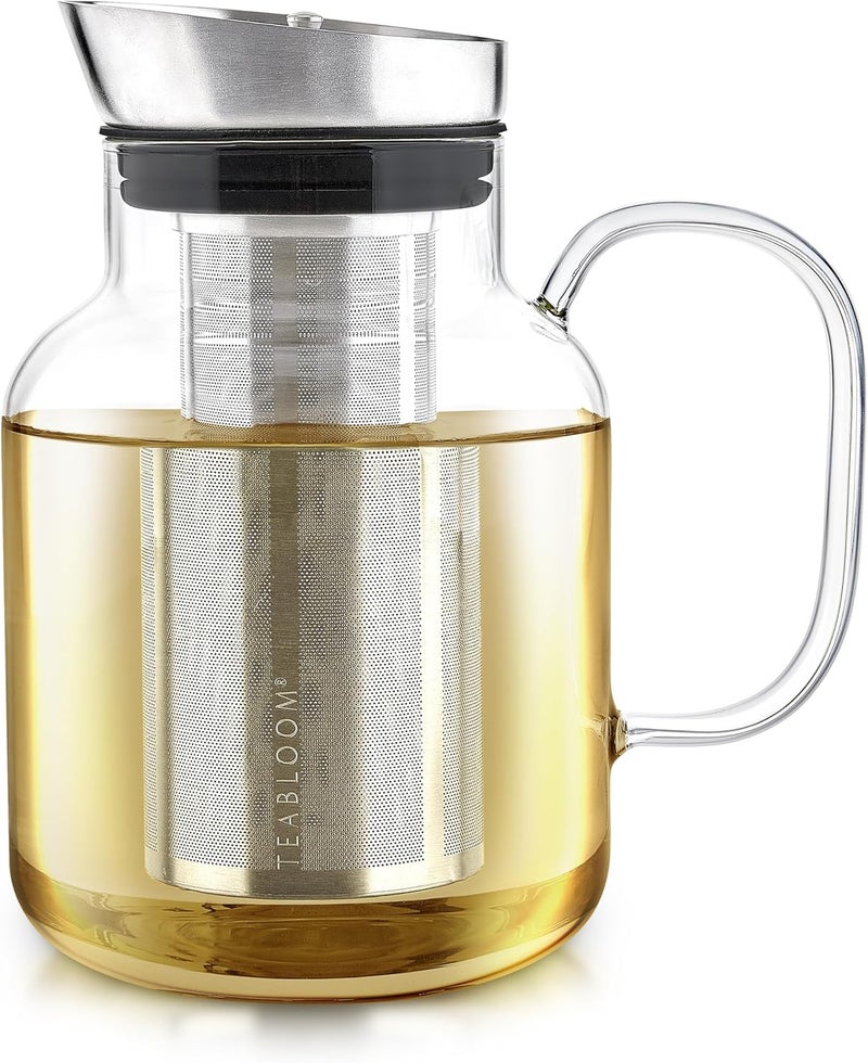 Teabloom 100% Plastic-Free Large Multi-Brew Borosilicate Glass Teapot + Kettle + Pitcher – Steep and Serve Hot Tea, Iced Tea, Cold Brew Tea and Fruit Infused Water – Legacy Tea Maker - Image 1