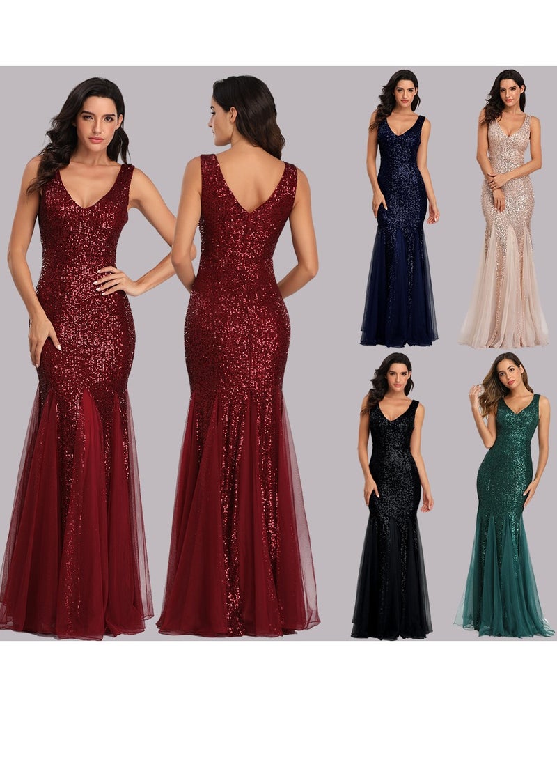 KUYING New Sequin Patchwork Mesh Mermaid Evening Dress  - Image 2