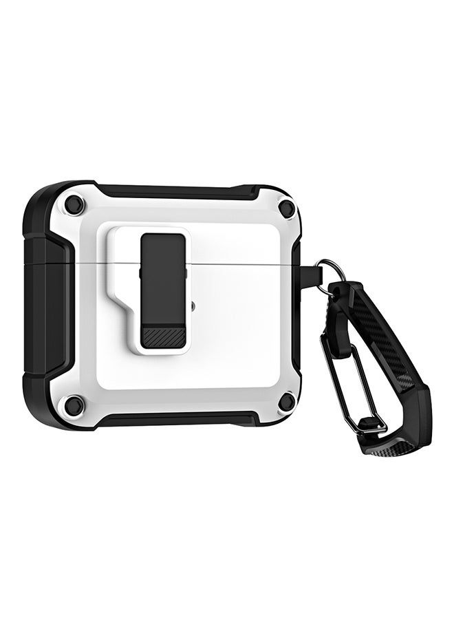 O Ozone - For AirPods 4 Case Cover (2024) ,Rugged Armor Shockproof Hard Shell Protection Shockproof Case with Secure Lock Clip Case Cover With Keychain- White - Image 1