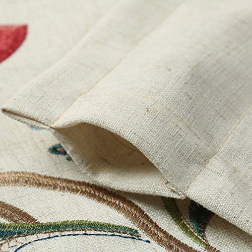 VOGOL Linen Valances for Living Room, Vintage Floral Valance for Bedroom, Short Decorative Rod Pocket Curtains for Dining Room, 52W x 18L, One Panel, Flower Embroidery - Image 4