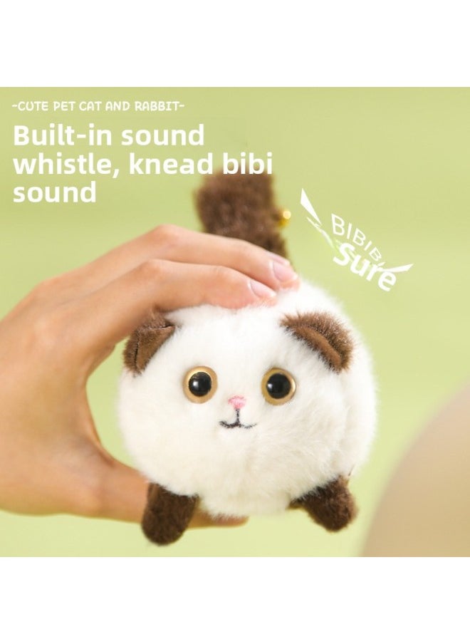 Generic - Le Jier With Keychain Bell Pull Rope Wagging Tail Cat Doll Called White Rabbit Plush Toy Gift-Specifications:Yellow Dog [bell With Keychain] - Image 1
