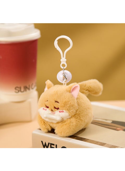 Le Jier With Keychain Bell Pull Rope Wagging Tail Cat Doll Called White Rabbit Plush Toy Gift-Specifications:Yellow Dog [bell With Keychain]