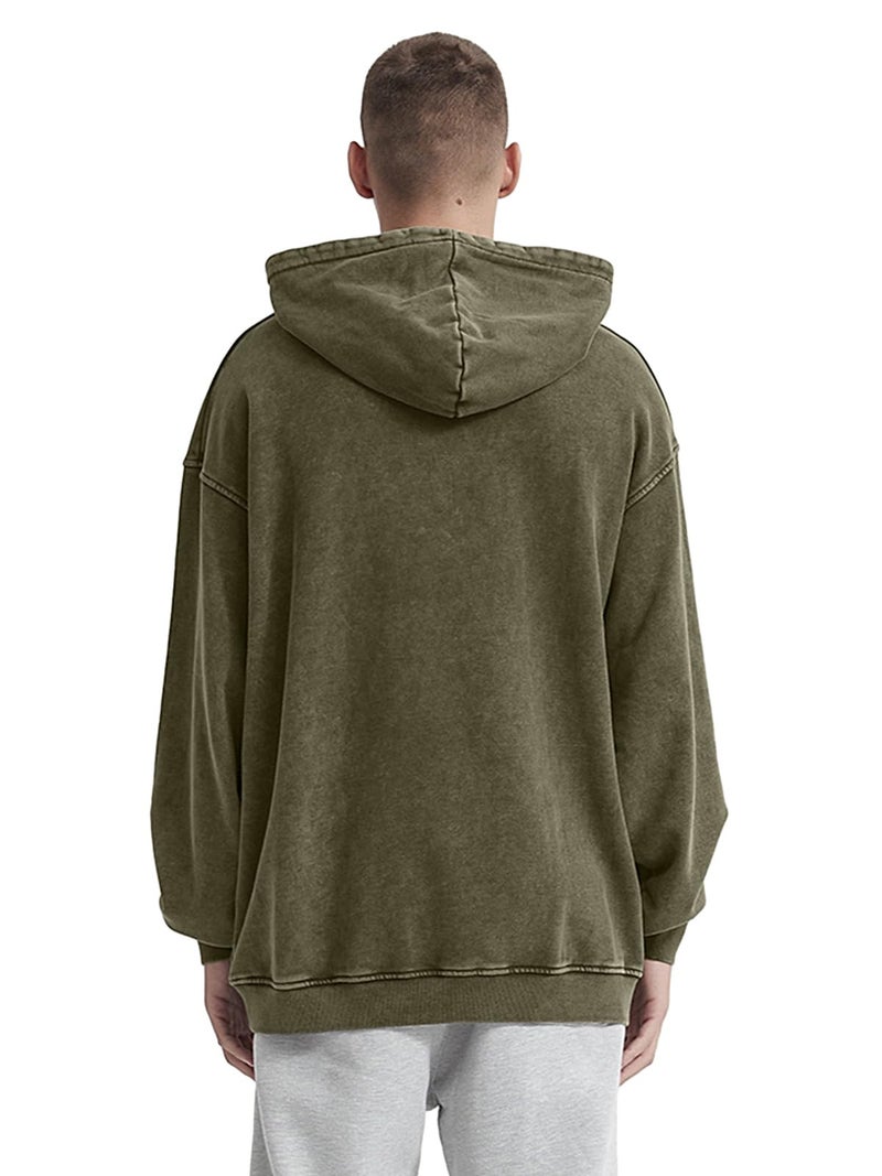 KEEPSHOWING Mens Oversized Hoodies Vintage Hoodie Couples Pullover Acid Wash Hoodies for Men Streetwear Sweatshirts(ArmyGreen(hooded) XL) - Image 5