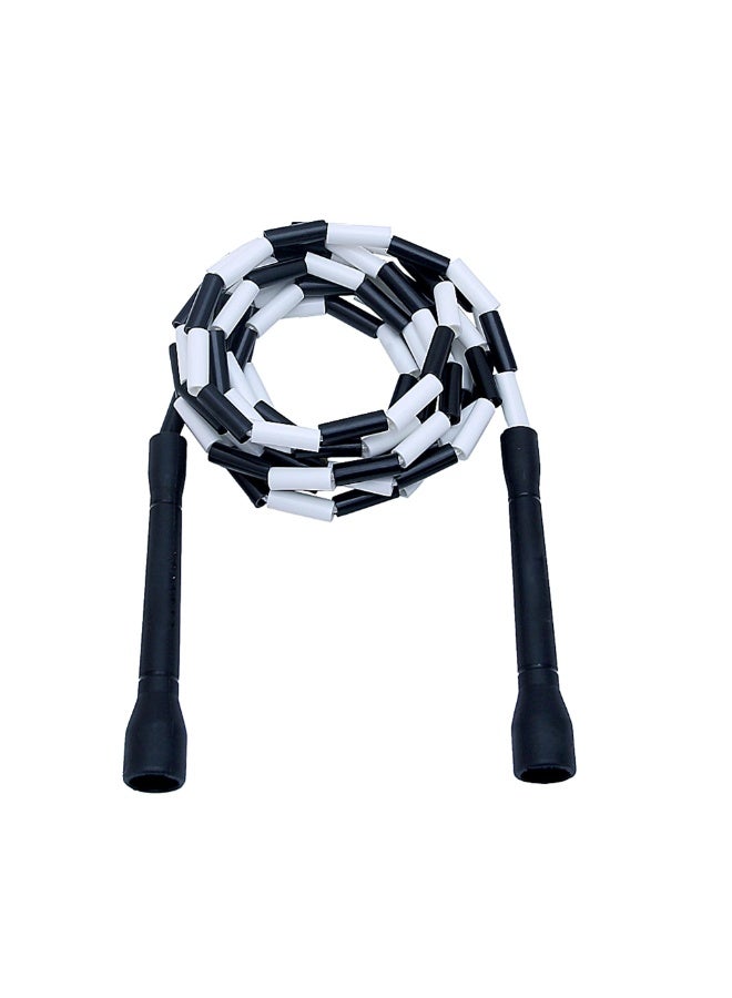 RHYNOFIT Beaded Speed Jump Rope – Black/White, Bamboo Shaped Handles | Soft TPU Beads, High Density Nylon Rope | Perfect For Schools, Gym & Outdoor Jumping | Great for Rope Releases | Adults - Image 1