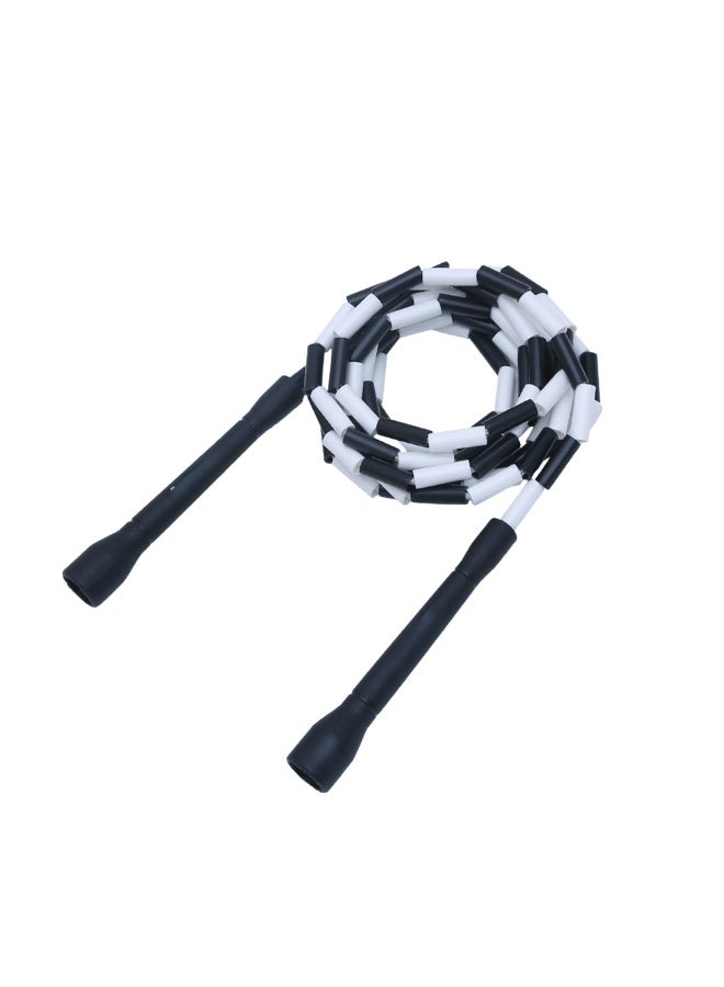 RHYNOFIT Beaded Speed Jump Rope – Black/White, Bamboo Shaped Handles | Soft TPU Beads, High Density Nylon Rope | Perfect For Schools, Gym & Outdoor Jumping | Great for Rope Releases | Adults - Image 2