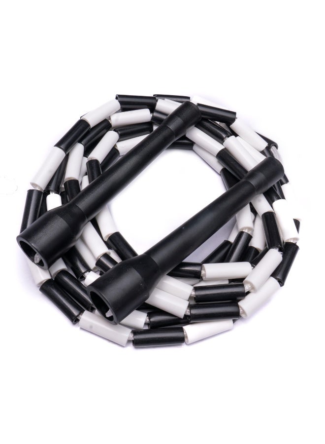 RHYNOFIT Beaded Speed Jump Rope – Black/White, Bamboo Shaped Handles | Soft TPU Beads, High Density Nylon Rope | Perfect For Schools, Gym & Outdoor Jumping | Great for Rope Releases | Adults - Image 3
