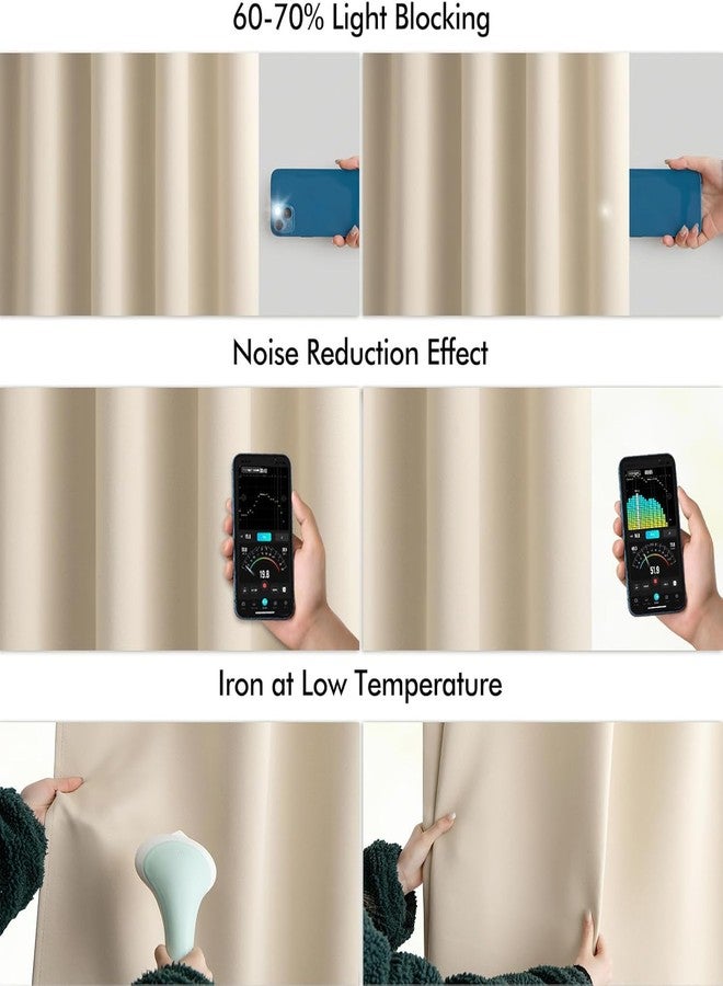 ميولي ستائر MIULEE بلون كريمي بيج مع حلقات تثبيت خلفية، طولها 108 بوصة، طقم من قطعتين لغرفة المعيشة وغرفة النوم، ستائر معتمة طويلة جدًا معزولة حراريًا، مزودة بجيب للعمود/ثنيات، تحجب الضوء. - Image 5