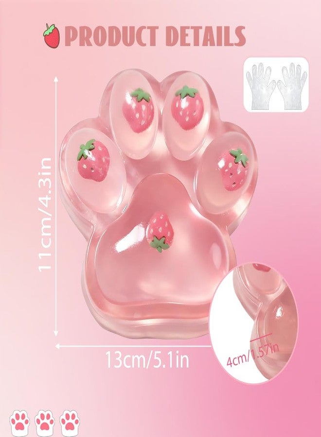 Chicooan Large Cat Paw Taba Squishy Squeeze Toys 5-inch Pink Fufu Squishy with Plastic Gloves Sensory Stress Relief Fidget Toys for Party Favors Sensory Anxiety Toys for Adults - Image 2