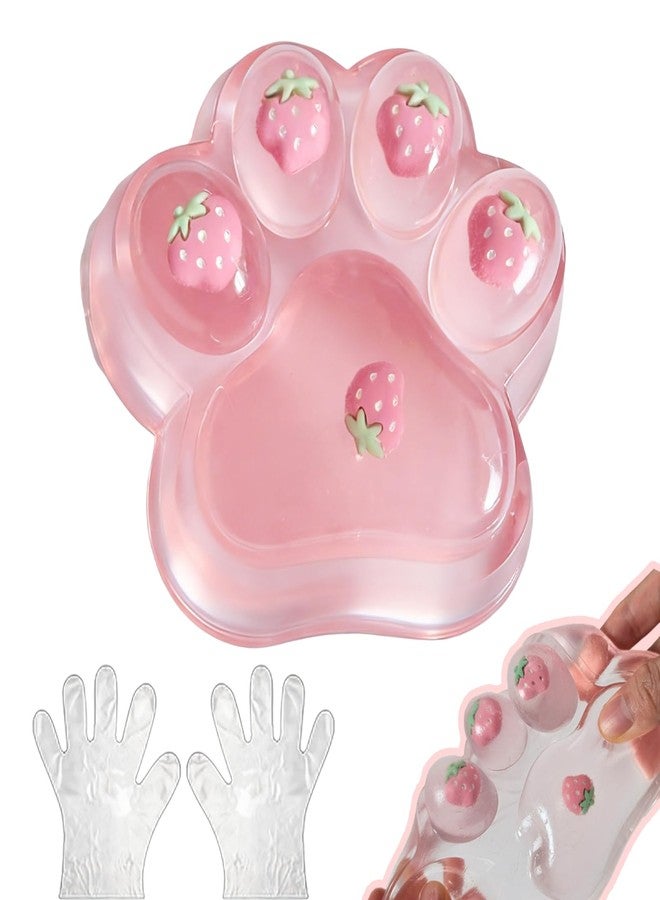 Chicooan Large Cat Paw Taba Squishy Squeeze Toys 5-inch Pink Fufu Squishy with Plastic Gloves Sensory Stress Relief Fidget Toys for Party Favors Sensory Anxiety Toys for Adults - Image 1