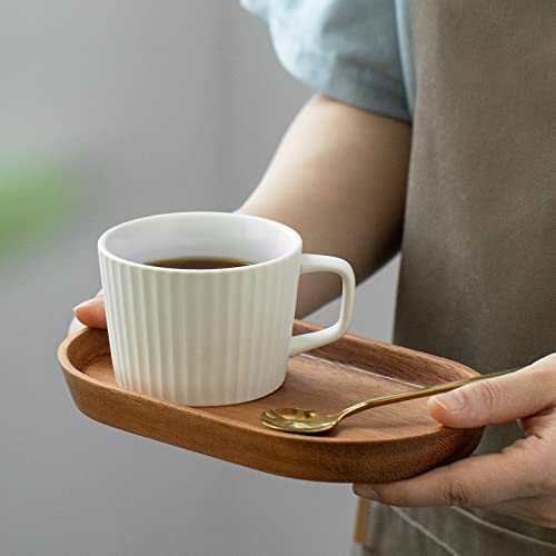 Vandroop Mini Serving Trays for Parties, Small Decorative Tray for Tea＆Coffee, Oval Wooden Plates for Serving Food for Appetizer＆Vegetables for Bathroom 7.8"×4.6" (Acacia, Set of 2) - Image 5