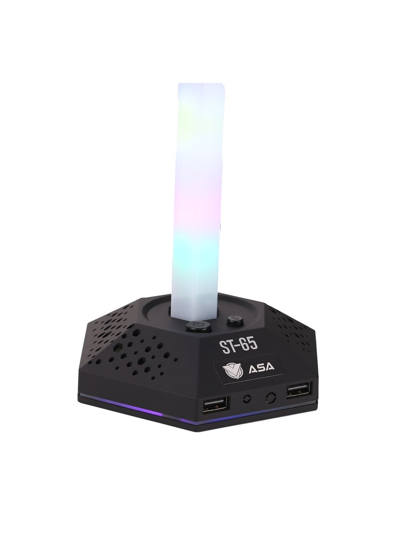 ASA RGB Light Headset Stand - Headphone Stand With USB Power Cable, 2 HUB  - Image 4
