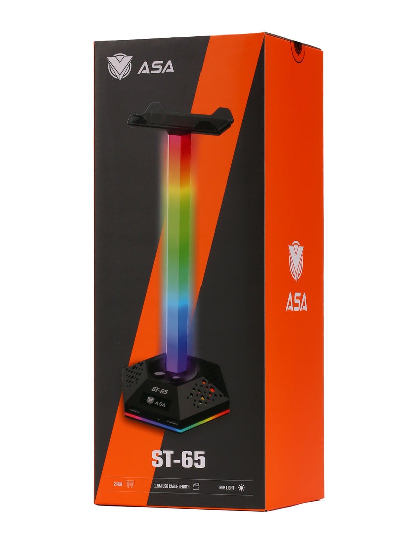 ASA RGB Light Headset Stand - Headphone Stand With USB Power Cable, 2 HUB  - Image 5