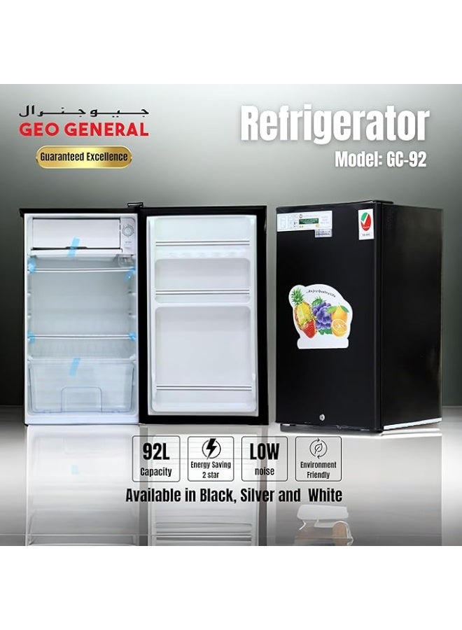 Geo General GC-92 Refrigerator 92L – Compact Single Door Fridge with 10L Freezer | Energy Efficient | Ideal for Home, Office, Dorm | Black Finish - Image 5