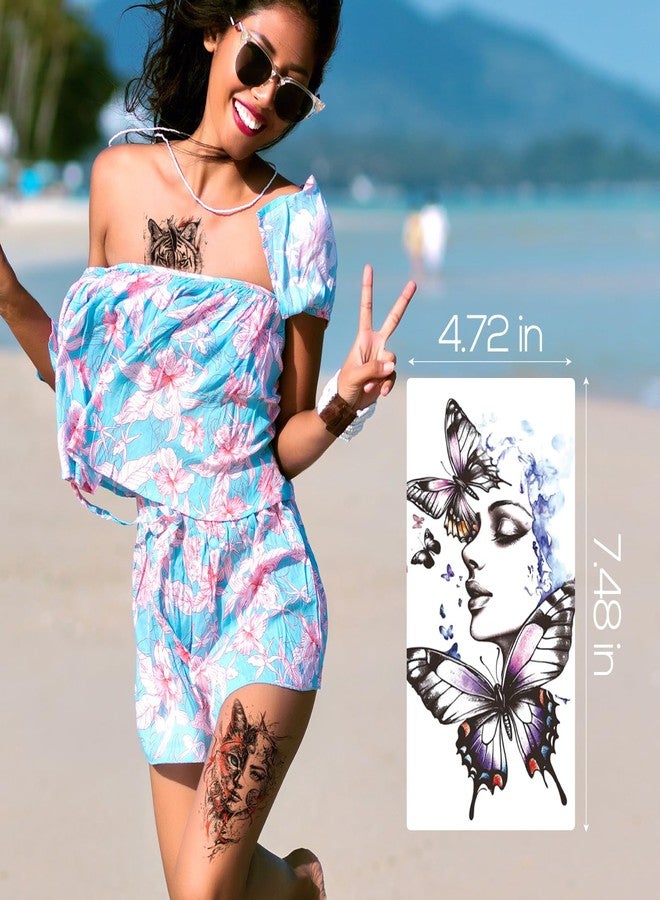 Kotbs 21-Sheet Temporary Tattoos - Half Arm Fake Tattoos for Men & Women - Owl, Snake, Tiger & Gothic Designs - Waterproof Bold Body Art for Parties & Festivals - Image 5