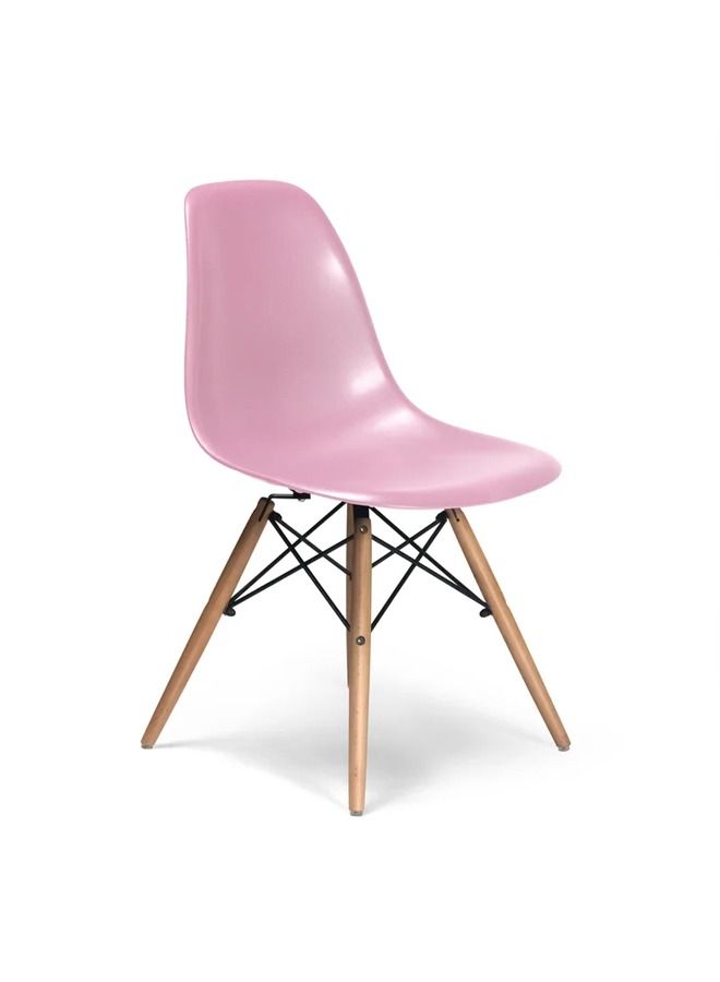 Taimi Office, Dining, Kitchen and Living Room Plastic Chair with Wooden Legs Pink 70x40x40cm  - Image 1