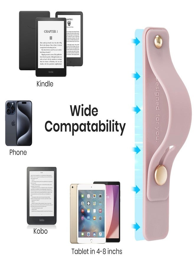 CoBak Hand Strap Holder for Kindle/Tablet - Lightweight TPU One-Handed Grip with Strong Stick, Stand for Phone, Adjustable Tightness for Kindle/Kobo/Voyaga/Lenovo/Sony E-Book Tablet, Pink - Image 2