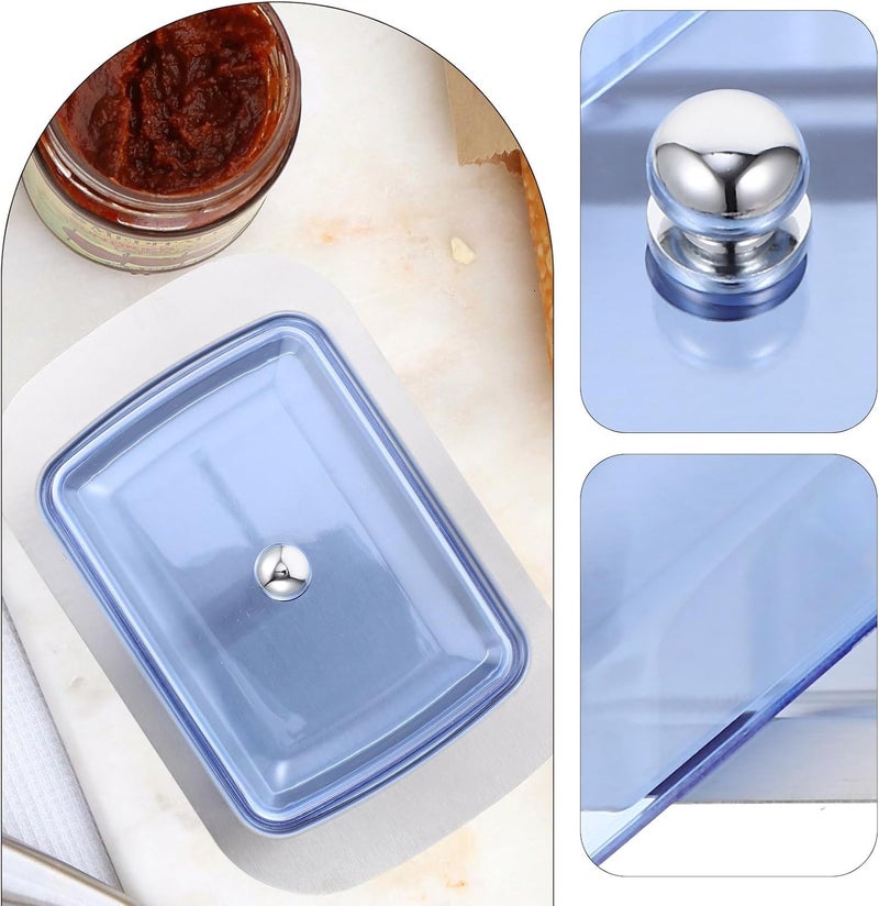 MAGICLULU Butter Dish with Lid Stainless Steel Butter Container for Countertop Kitchen Storage Blue Cover for Home Dining and Entertaining - Image 5