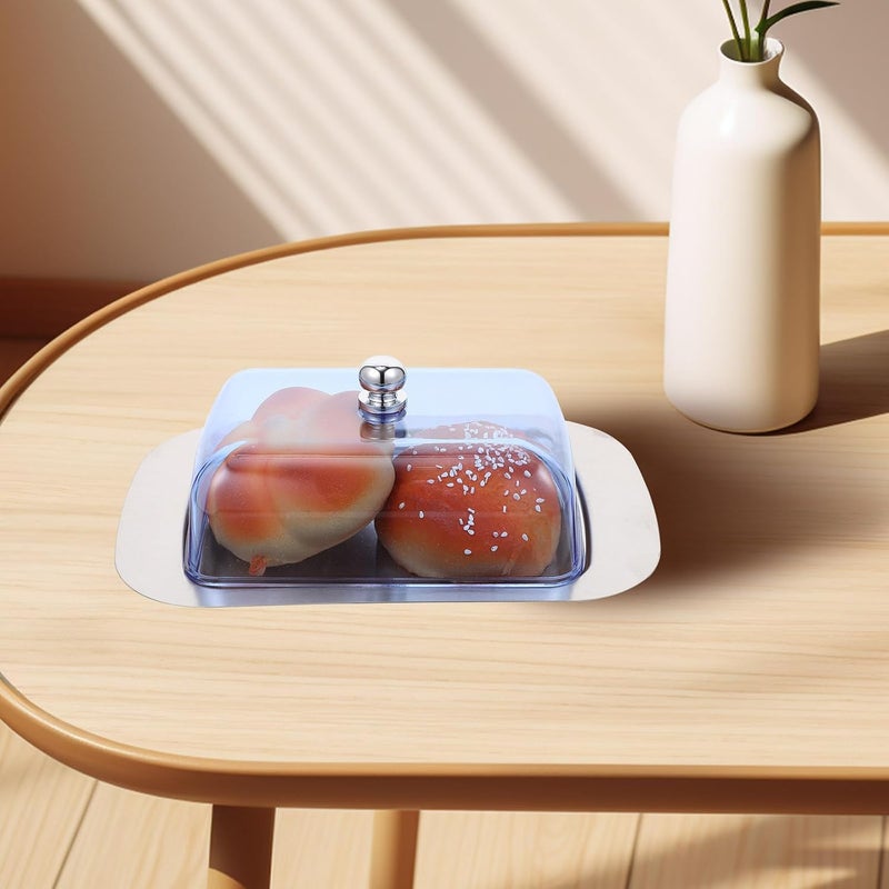 MAGICLULU Butter Dish with Lid Stainless Steel Butter Container for Countertop Kitchen Storage Blue Cover for Home Dining and Entertaining - Image 2