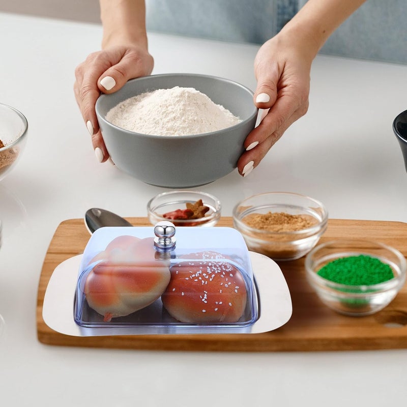 MAGICLULU Butter Dish with Lid Stainless Steel Butter Container for Countertop Kitchen Storage Blue Cover for Home Dining and Entertaining - Image 3