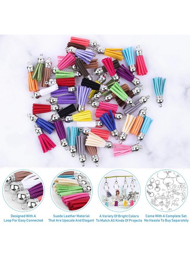 cridoz Keychain Tassles Cridoz 300Pcs Bulk Keychains Ring Set Includes 50Pcs Tassels For Crafts 50Pcs Keychain Clips 50Pcs Key Chain Rings 100Pcs Jump Ring And 50Pcs Screw Eye Pins For Diy Keychain - Image 4