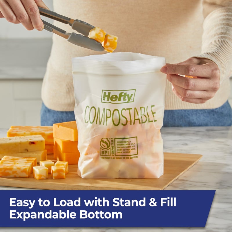 Hefty Compostable Press-To-Closeâ€‹ Quart 40 Count - Image 4