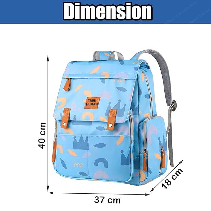 TRUE HUMAN Multipurpose waterproof fabric Diaper Bag bagpack maternity bag new born baby bag nappy bag mothers bag baby shower gift with insulated bottle pockets (BLUE) - Image 4