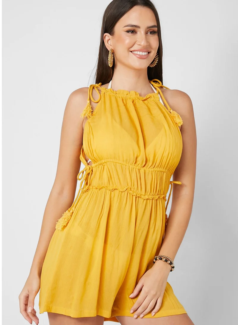 NASTY GAL Tie Shoulder Cover Up Playsuit