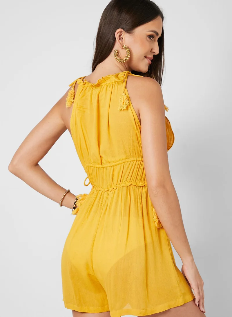 NASTY GAL Tie Shoulder Cover Up Playsuit