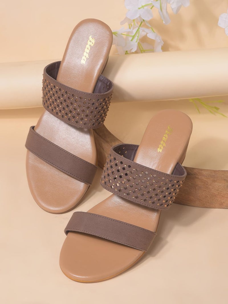 Bata Women's Wedge Heel Sandal - BROWN (3 UK) (7714214) - Image 2