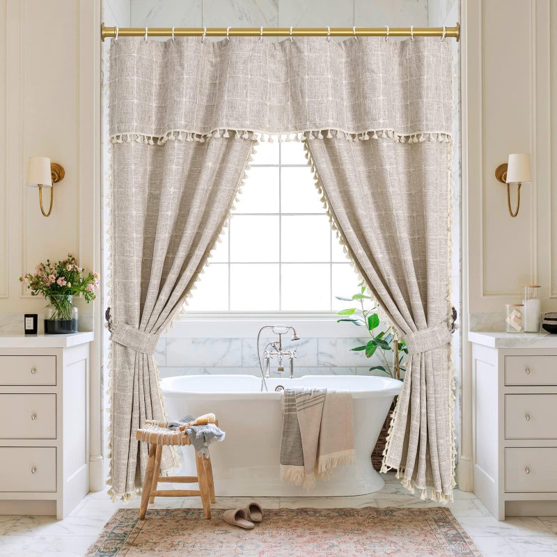BRIOFOX Shower Curtain Rod Adjustable 18-64 Inch, No Drilling Non Slip Stainless Steel Spring Tension Curtain Rod for Window or Bathroom, Sunset Gold - Image 2