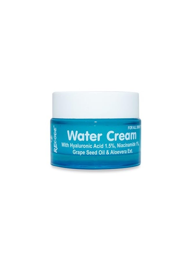 Recode Water Cream 50g Hyaluronic Acid 1.5 Niacinamide 1 Aloe Vera Grape Seed Oil Mineral Oil Paraben Free  - Image 2