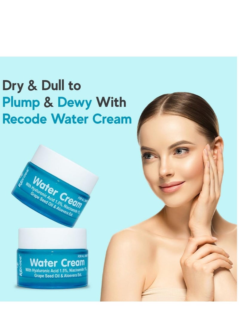 Recode Water Cream 50g Hyaluronic Acid 1.5 Niacinamide 1 Aloe Vera Grape Seed Oil Mineral Oil Paraben Free - Image 5