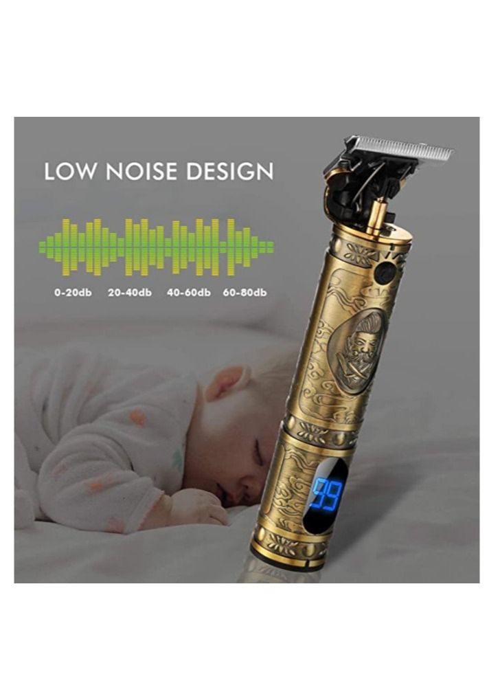 Upgraded Hair Trimmer Beard Clippers for Men Professional USB Electric Hair Clippers Hair Cutting T Blade Gold Trimmers Pro Li Cordless Outliner Zero Gaped Rechargeable Retro Trimmer LED Display - Image 5