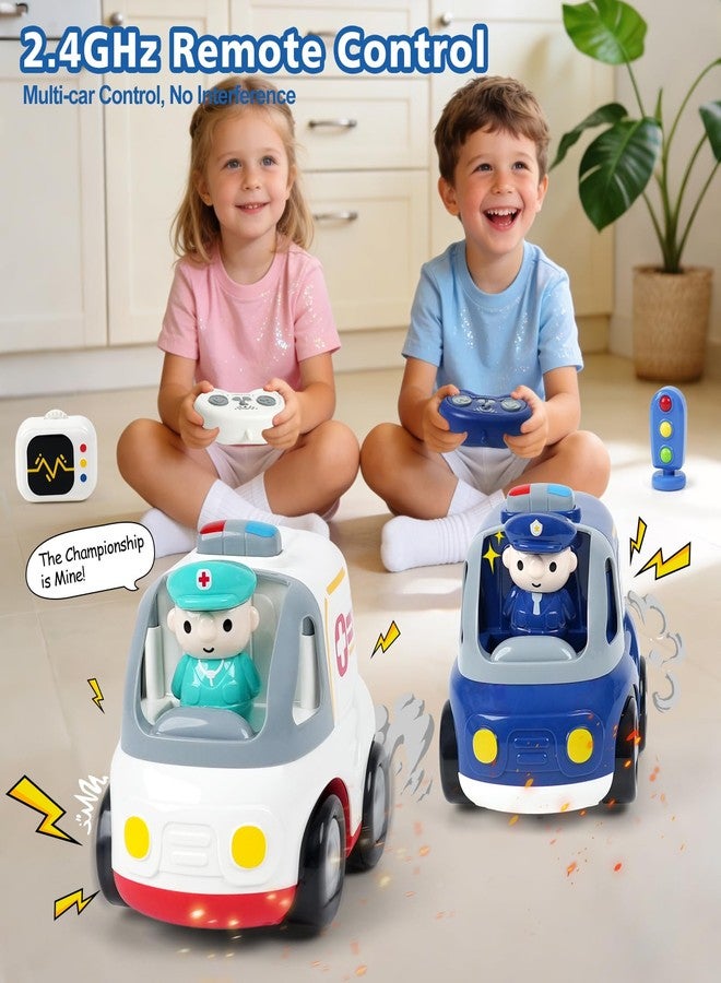 BEMITON 2.4GHz Remote Control Toy Cars for Toddlers - Interactive Police Car & Ambulance with Lights and Music, Birthday Gifts for Boys and Girls Ages 18+ Months, 2 3 4 5 Year Old - Image 5